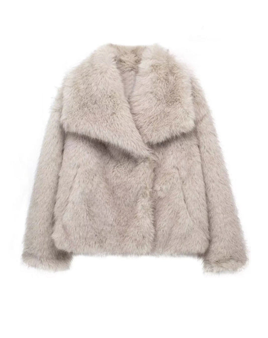 Beige Faux Fur Jacket