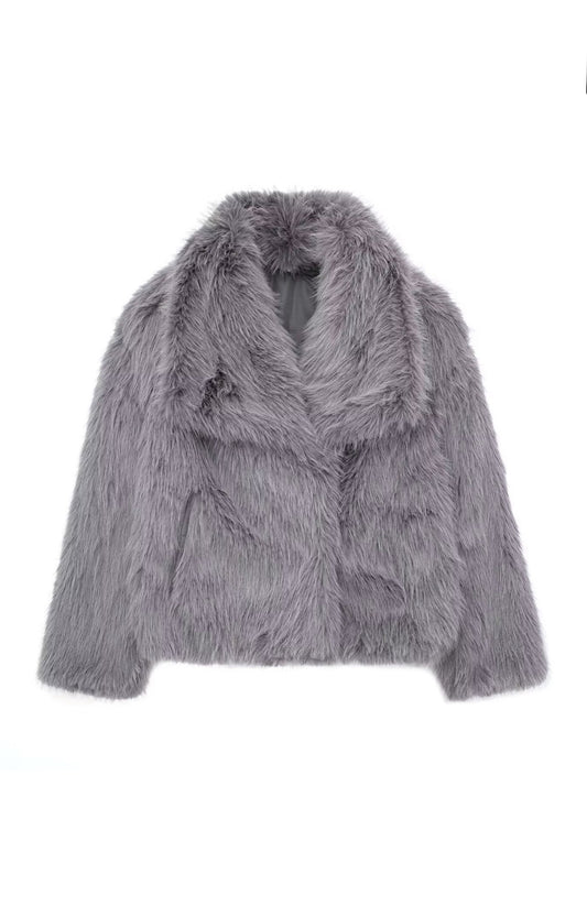 Gray Faux Fur Jacket